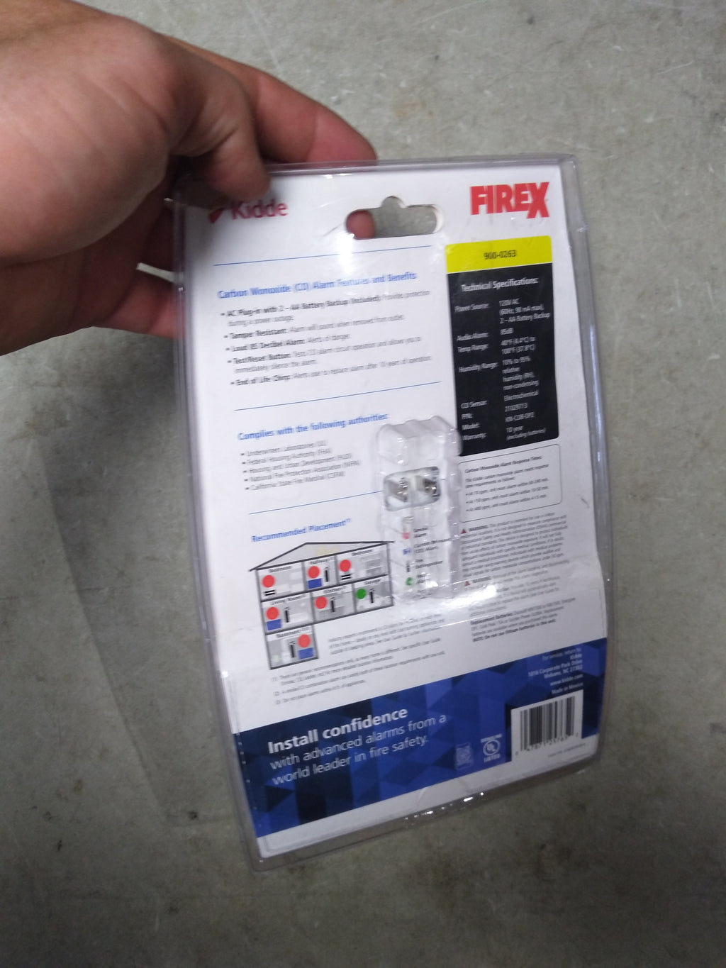 Carbon Monoxide Alarm AC Plug-In With Battery Back Up FireX kiddie lot of 10