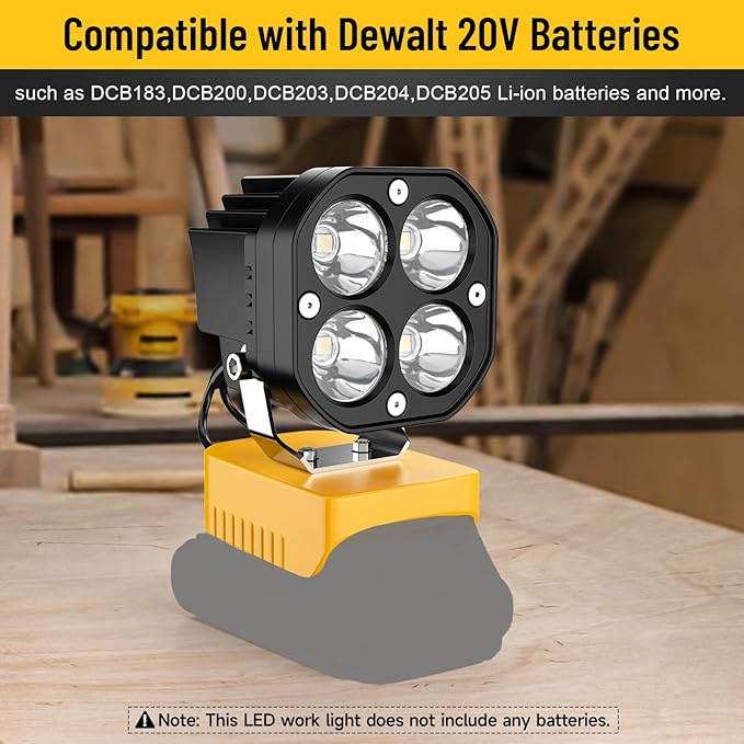 LED Work Light Compatible with Dewalt 20V Battery Waterproof