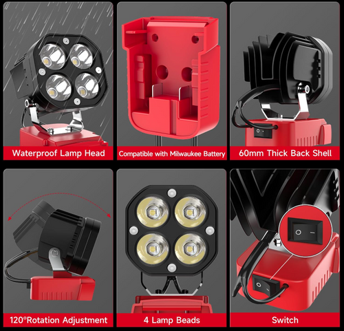 LED Work Light 18V Lithium Battery IP65 Rated 120 Adjustable Flood Light
